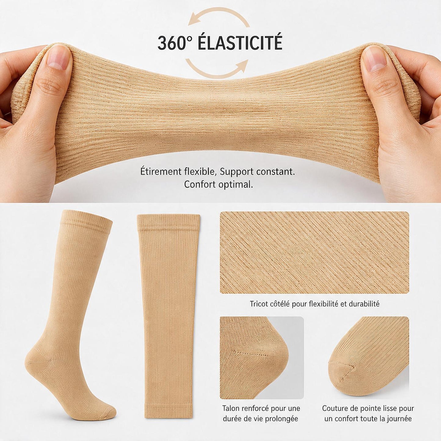Chaussettes de Compression Hautes - Jambes Légères