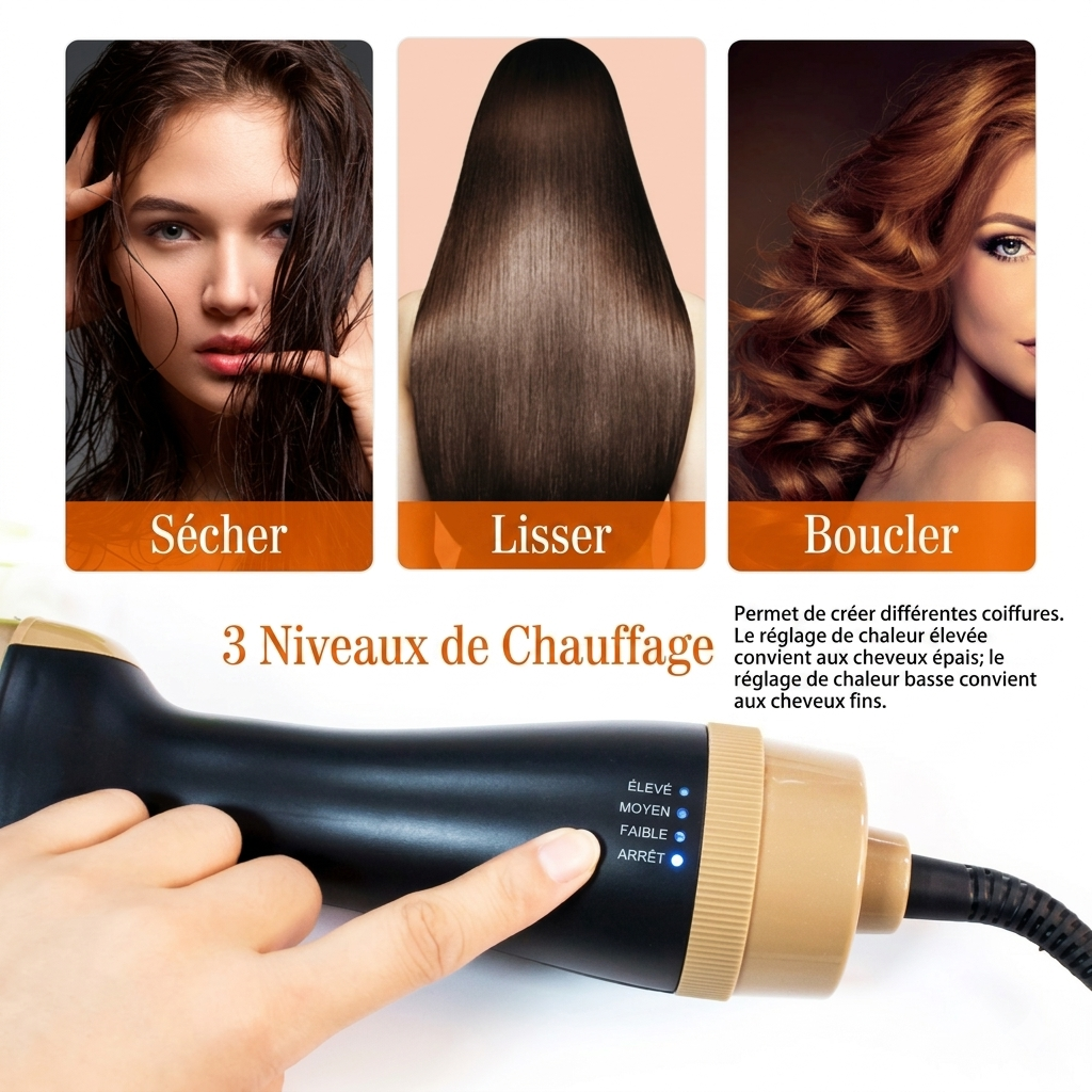 BelleBrise™ — Brosse Séchante Volumisante 3-en-1