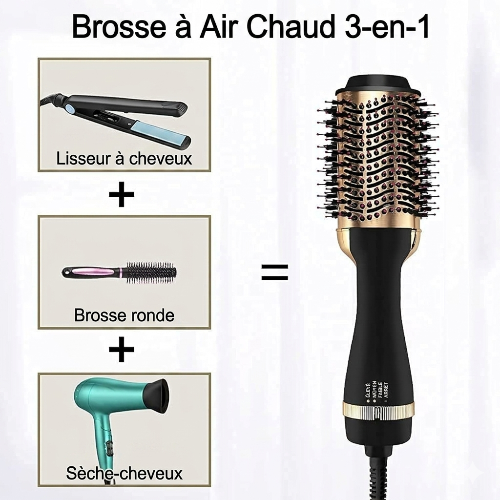 BelleBrise™ — Brosse Séchante Volumisante 3-en-1