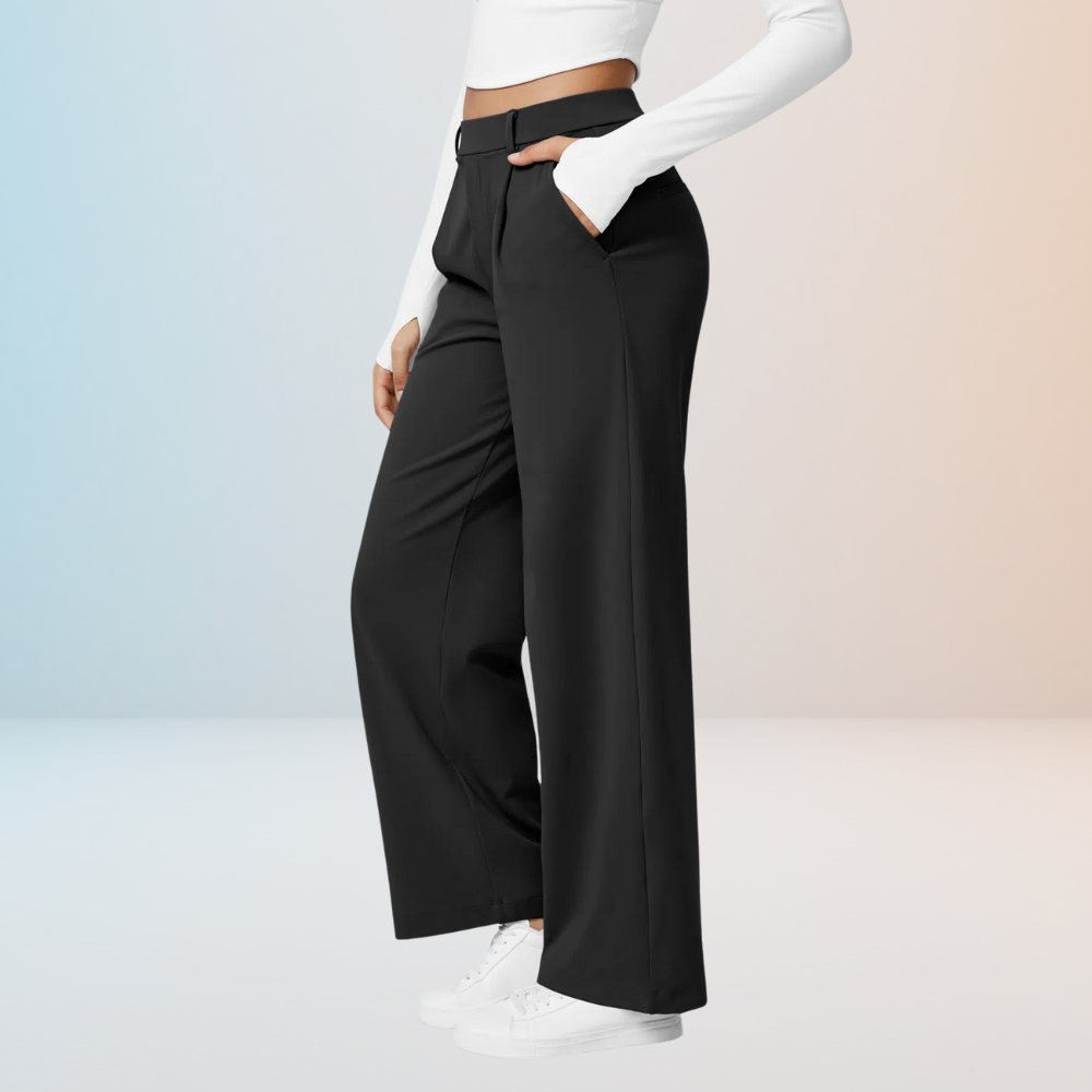 PureChic™ – Pantalon Taille Haute à Coupe Droite