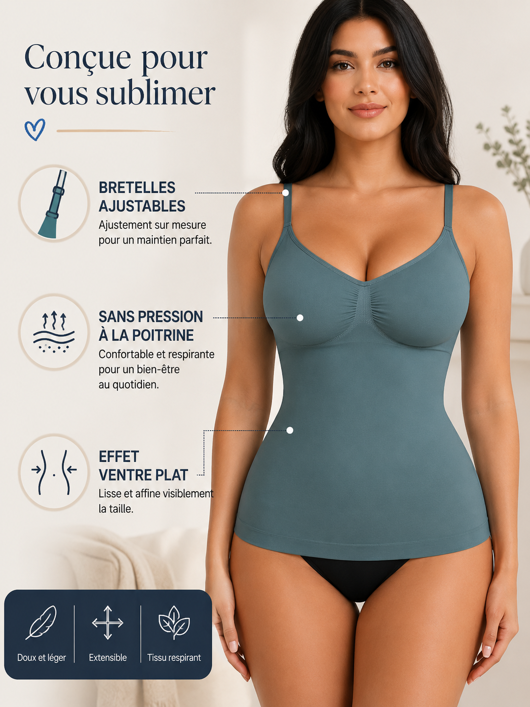 Camisole Sculptante SilhouetteDouce™ — Maintien Poitrine & Ventre Lissé