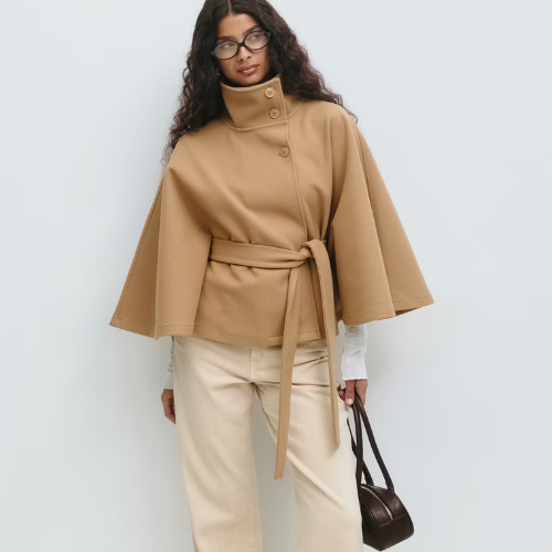 Veloria™ – Cape Élégante pour Femme avec Ceinture et Col Haut