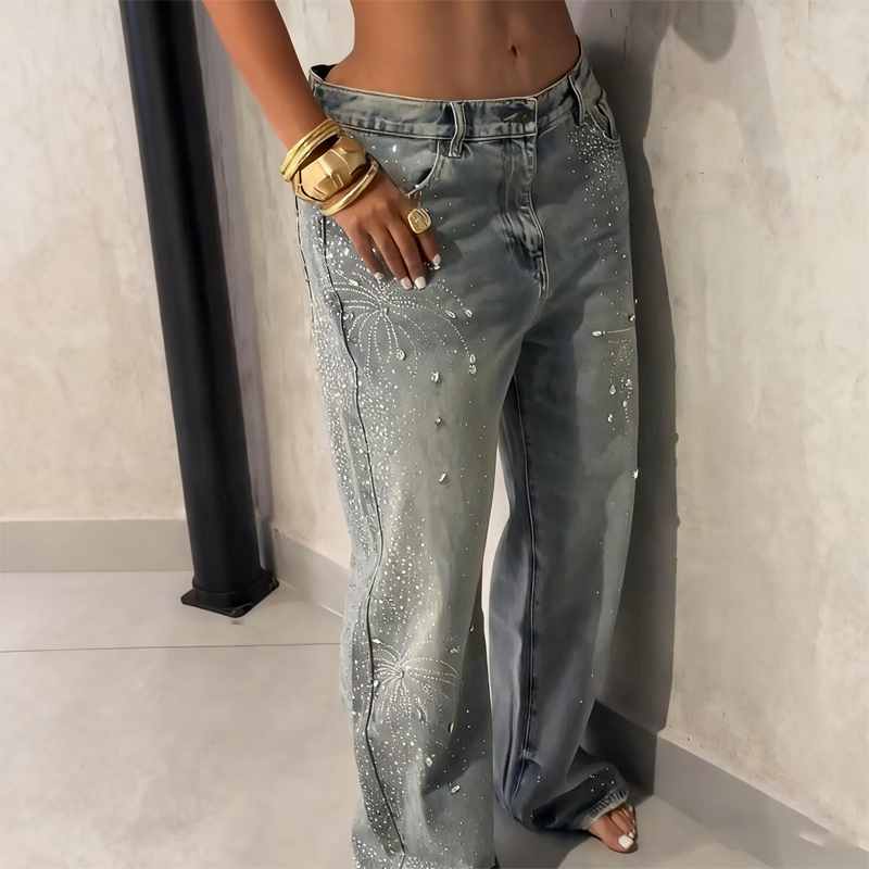 ÉclatRive™ — Jean large à strass coupe flatteuse