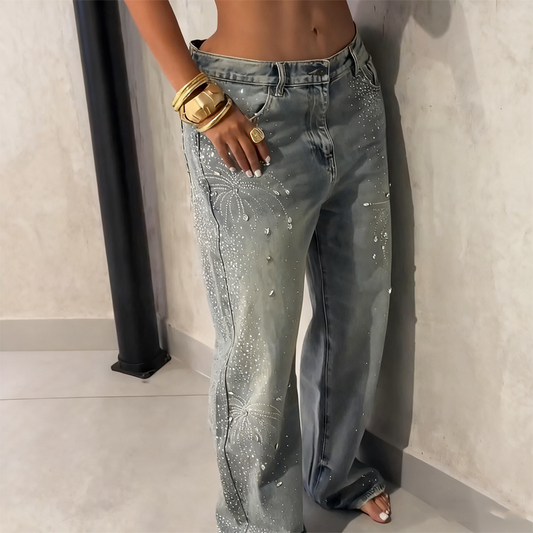 ÉclatRive™ — Jean large à strass coupe flatteuse