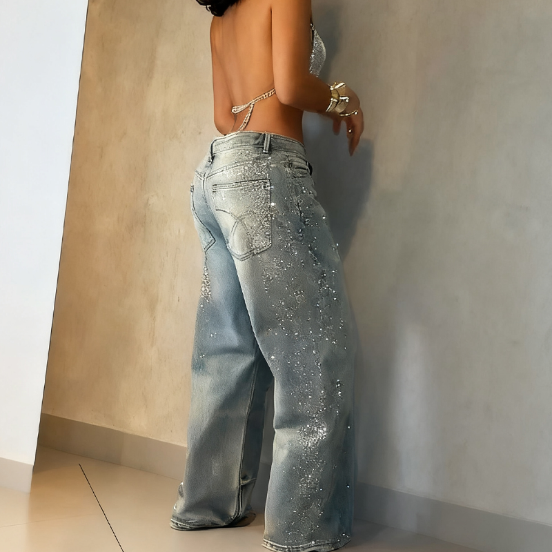 ÉclatRive™ — Jean large à strass coupe flatteuse