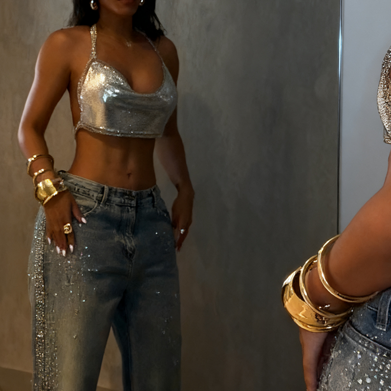 ÉclatRive™ — Jean large à strass coupe flatteuse