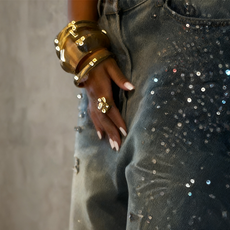 ÉclatRive™ — Jean large à strass coupe flatteuse