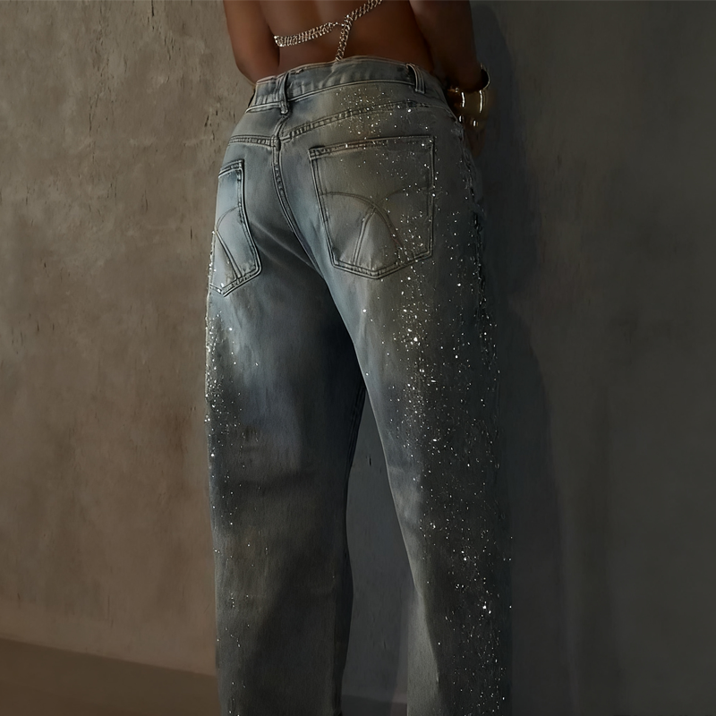ÉclatRive™ — Jean large à strass coupe flatteuse