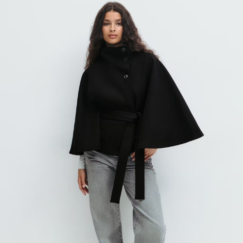 Veloria™ – Cape Élégante pour Femme avec Ceinture et Col Haut